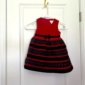 Red + black ruffle holiday dress 24 M